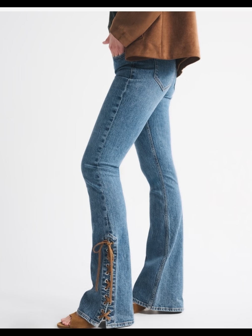 Abercombie And Fitch  Lace-Up Hem Women's Flared Jeans,size 28 Petite, Nwt